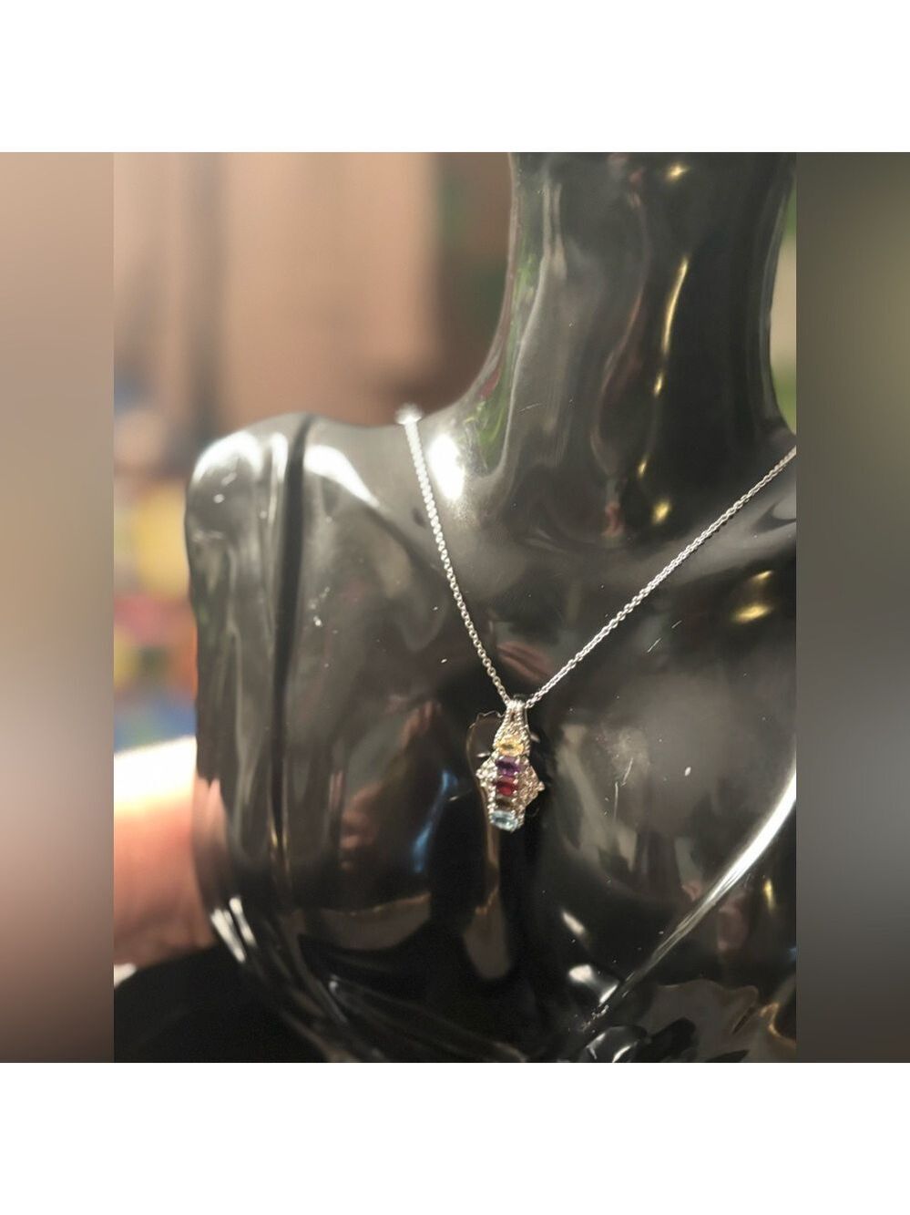 NWT EverTrue Multi Gemstone Chakra Rainbow 🌈 Pendant Necklace • 22in With Chain - Picture 8 of 13